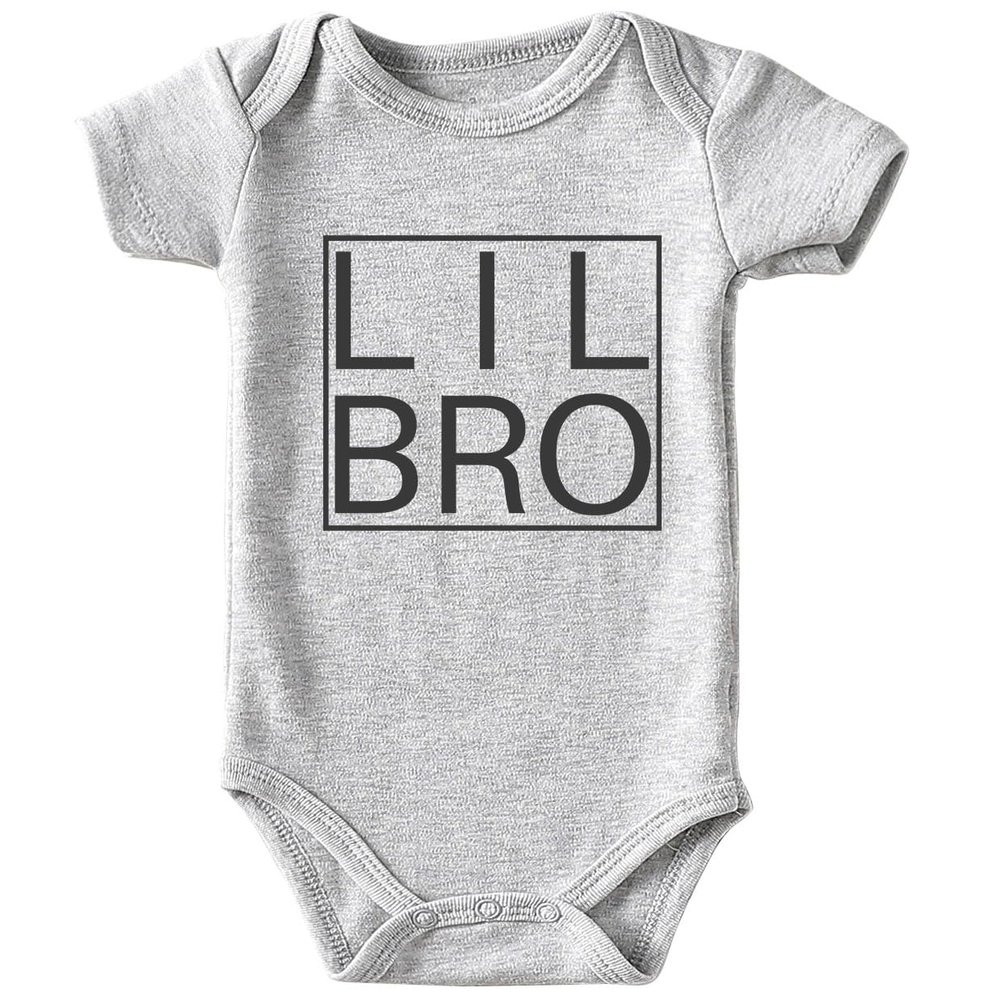 Acwssit lil Bro baby brother Baby Boy Clothes Funny newborn boy gifts Bodysuit 0-3 months Gray(3-6Months)