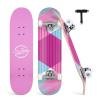 BELEEV Skateboards for Beginners, 31 x 8 inch Complete Skateboard for Kids Teens Adults, 7 Layer Canadian Maple Double Kick Deck Concave Cruiser Skateboard with Skate T-Tool(Light Pink) view 1