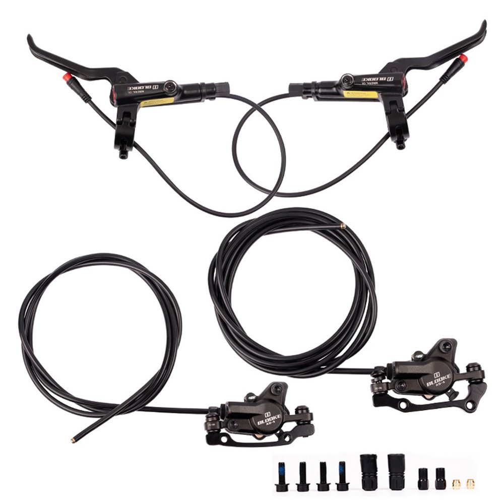 MirOdo E-Bikes Hydraulic Disc Brake Set 2-Piston Lithium-ion Bike Power-Off Hydraulic Brake Automatic Magnetic Sensor Power-Off Hydraulic Brake Front Hose 1350mm Rear 2200mm