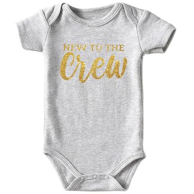 Acwssit New To The Crew Baby Boy Clothes Funny newborn boy gifts Bodysuit 0-3 months Gray