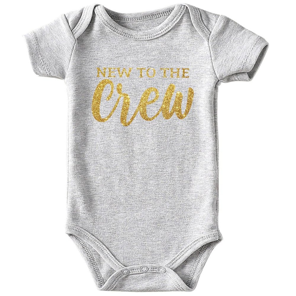 Acwssit New To The Crew Baby Boy Clothes Funny newborn boy gifts Bodysuit 0-3 months Gray