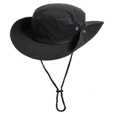 Foldable-Bucket-Hats with String Wide-Brim Hiking-Fishing UV Sun Protection Floppy Sun Hat Unisex Outdoor Beach Sun Hats Black