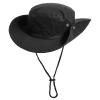 Foldable-Bucket-Hats with String Wide-Brim Hiking-Fishing UV Sun Protection Floppy Sun Hat Unisex Outdoor Beach Sun Hats Black view 1