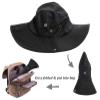 Foldable-Bucket-Hats with String Wide-Brim Hiking-Fishing UV Sun Protection Floppy Sun Hat Unisex Outdoor Beach Sun Hats Black view 2