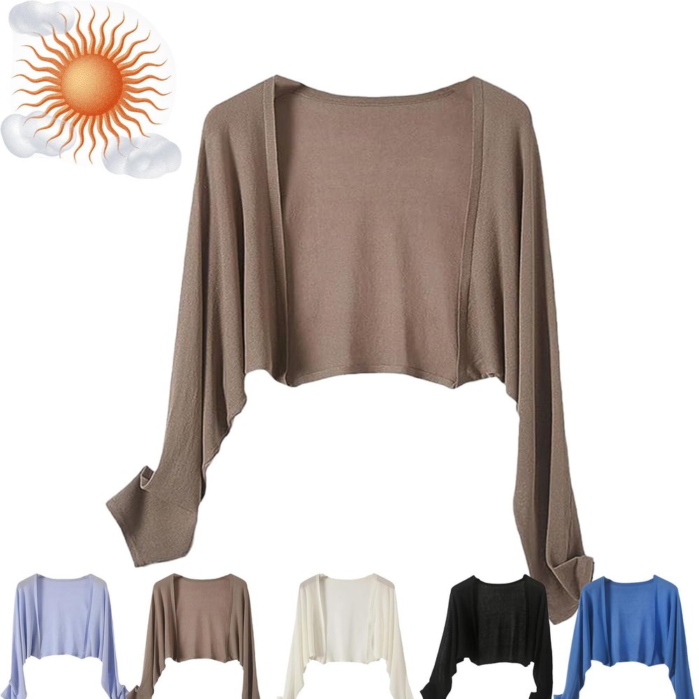 Sun Knit Cardigan Women's Thin Ice Silk Coat Shawl Air-Conditioned Shirt with Slip Skirt, 2023 New Sheer Tops for Women (Khaki)