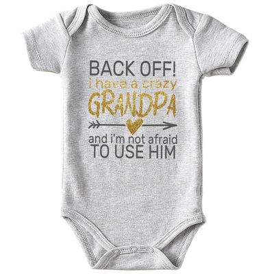 Acwssit I Have A Crazy Grandpa Baby Brother Boy Clothes Funny Newborn Boy Gifts Bodysuit 0-3 Months Gray(6-9Months)