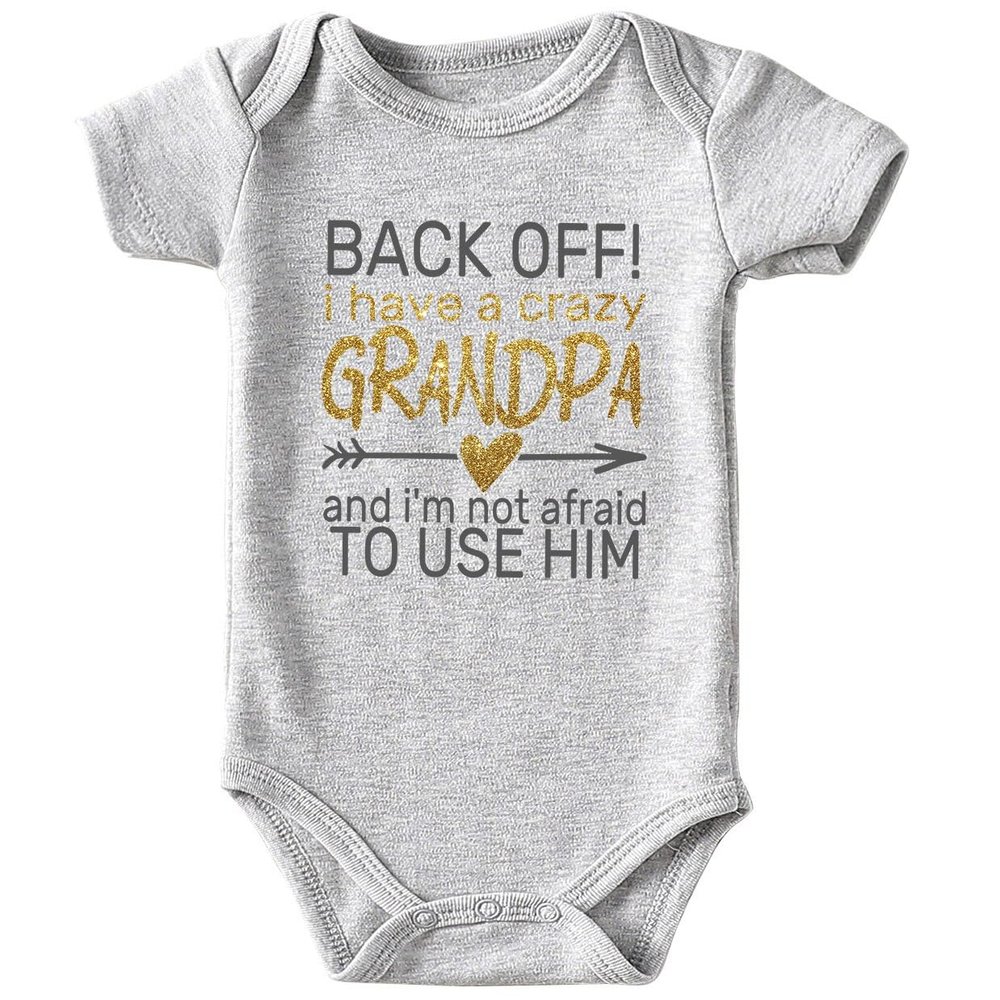Acwssit I Have A Crazy Grandpa Baby Brother Boy Clothes Funny Newborn Boy Gifts Bodysuit 0-3 Months Gray(6-9Months)