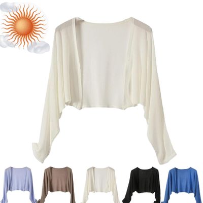 Sun Knit Cardigan Women's Thin Ice Silk Coat Shawl Air-Conditioned Shirt with Slip Skirt, 2023 New Sheer Tops for Women (white)