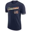 Custom Baseball Tee Shirts for Men Youth Women Personalized Baseball Jersey Sports Uniform with Your Name & Team Number, American Flag Style Text, Navy Blue, XS-5XL view 2