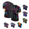 Custom Hawaiian Baseball Jersey with Team Name Number Printed, Personalized Baseball Design T-Shirts with Palm Tree Printed, Black Tropical Tee Sports Uniform for Men Women Youth view 1