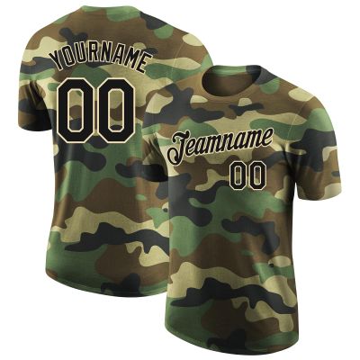 Personalized Camo T-Shirts Front and Back with Name & Number, Customized Baseball Jersey Short Sleeve Sports Tees Uniform for Family and Team