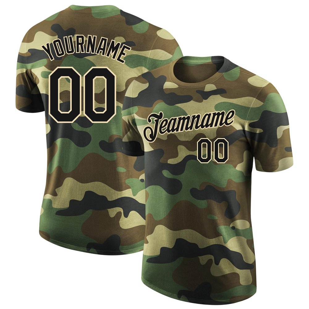 Personalized Camo T-Shirts Front and Back with Name & Number, Customized Baseball Jersey Short Sleeve Sports Tees Uniform for Family and Team