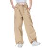 Rolanko Parachute Pants for Girls Y2K Cargo Pants Trousers with Pockets Harajuku Jogger Pants for Kids (Khaki, 8-10) view 1