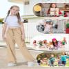 Rolanko Parachute Pants for Girls Y2K Cargo Pants Trousers with Pockets Harajuku Jogger Pants for Kids (Khaki, 8-10) view 4