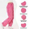 Rolanko Girls Parachute Pants, Cargo Pants for Girls Y2K Jogger Cargo Trousers with Pockets Streetwear (Rose, 10-12) view 3
