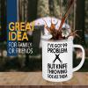Flairy Land Knife Throwing Camper Mug 12oz - Knife Throwing Solves Them - Knife Thrower Gift Hobby Man Darts Axe Sport Knife Throwing Coach view 2