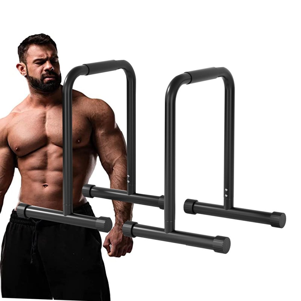 GGZONE Adjustable Dip Bars Strength Training Fitness Dip Stand Station for Home Gym, Functional Full Body Exercise Parallel Bars for Tricep Dips, Pull-Ups