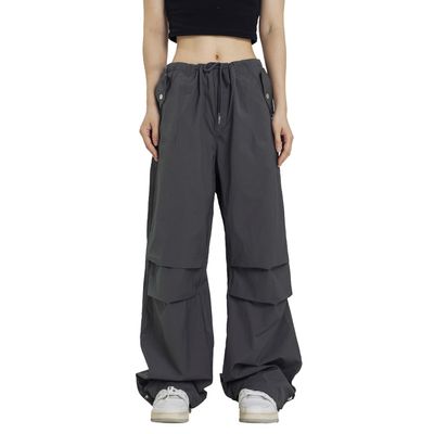 Rolanko Parachute Pants for Girls Joggers Y2K Cargo Pants with Pocket Harajuku Jogger Cargo Trousers Streetwear (Grey, 8-10)
