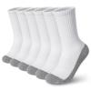 BOOPH Kids Athletic Crew Socks Boys Girls Performance Breathable Half Cushioned Socks Thick Cotton Calf Sockss for Running Soccer 6 Pairs 10-14Y White with Grey Bottom view 1