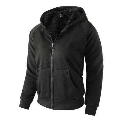 Boy's Zip Up Hoodie Heavyweight Winter Sweatshirt Fleece Sherpa Lined Warm Jacket (8-9, 12#black)