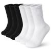 BOOPH Kids Athletic Crew Socks Boys Girls Performance Breathable Half Cushioned Socks Thick Cotton Calf Sockss for Running Soccer 6 Pairs 7-10Y Black and White view 1