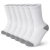 BOOPH Kids Athletic Crew Socks Boys Girls Performance Breathable Half Cushioned Socks Thick Cotton Calf Sockss for Running Soccer 6 Pairs 10-14Y White with Grey Toe view 1