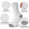 BOOPH Kids Athletic Crew Socks Boys Girls Performance Breathable Half Cushioned Socks Thick Cotton Calf Sockss for Running Soccer 6 Pairs 10-14Y White with Grey Toe view 3