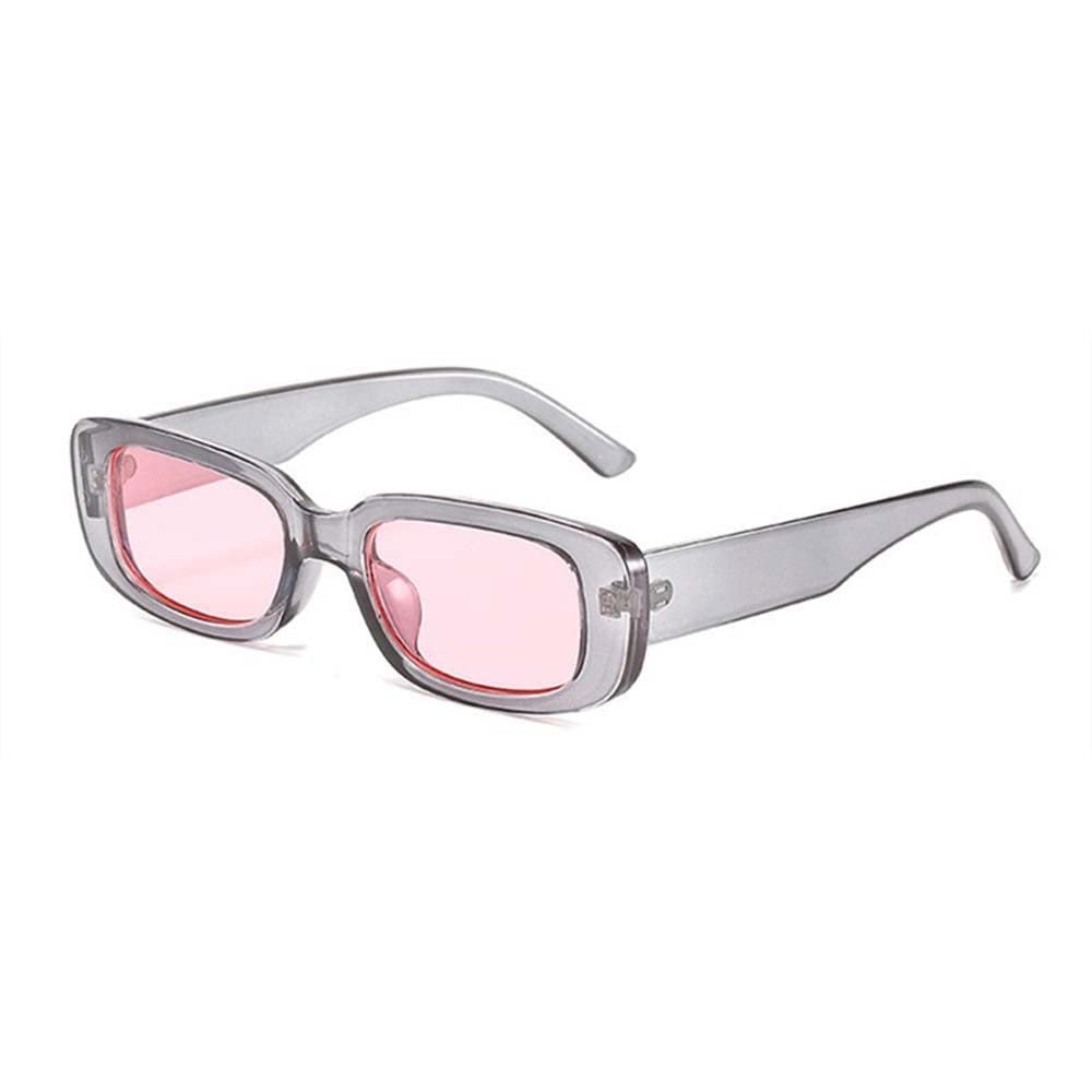 CUBANE SunglassesPolarized Sunglasses Retro Rectangle SunglassesSunglasses Men's Small Frame European and American Sunglasses Women's Fashion Retro Trend (Grey Frame Powder)