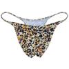 Jaxu Men's Leopard Bikini Briefs Flex Skimpy Underpants Male Bulge Pouch Underwear Ruched Back Cheek Briefs Tiny Waist Orange Leopard L view 2