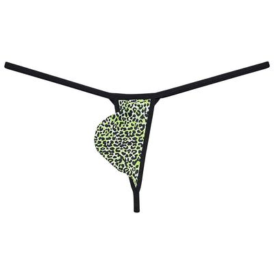 Jaxu Men's String Thong Pouch Underwear Triangle Back Minimum Coverage Underpants Posing Tangas Leopard Jockstrap Green Leopard XL