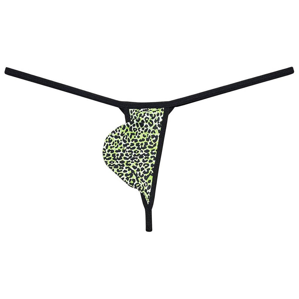 Jaxu Men's String Thong Pouch Underwear Triangle Back Minimum Coverage Underpants Posing Tangas Leopard Jockstrap Green Leopard XL