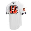 Pro Standard Men's Joe Burrow White Cincinnati Bengals Mesh Baseball Button-Up T-Shirt view 2
