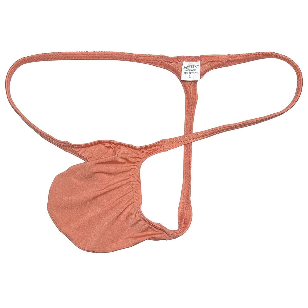 Jaxu Mens Grape Smugglers Solid Shiny String Thong Contoured Pouch Underwear Sheer Minimum Coverage Underpants Male Tangas Watermelon Red XL