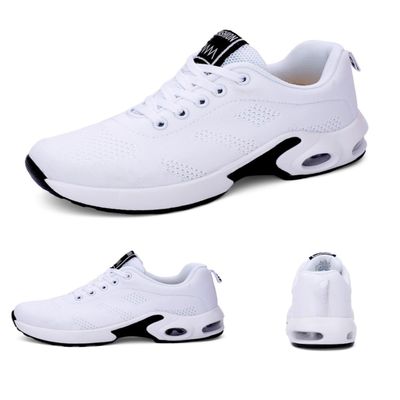 Fenlogft Women's Flying Knit Running Shoes - Lightweight Lace-up Sneakers for Daily Walking and Work, Garden Shoes (White, Size, 6.5)