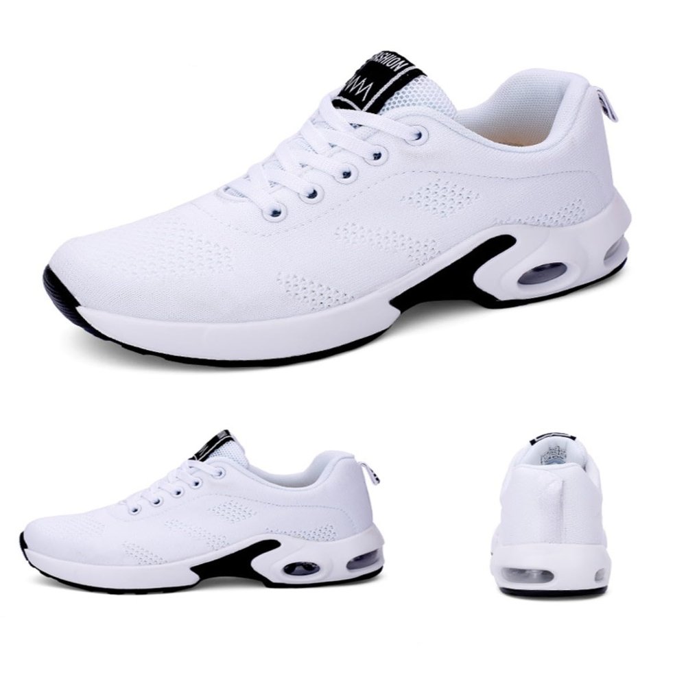 Fenlogft Women's Flying Knit Running Shoes - Lightweight Lace-up Sneakers for Daily Walking and Work, Garden Shoes (White, Size, 6.5)