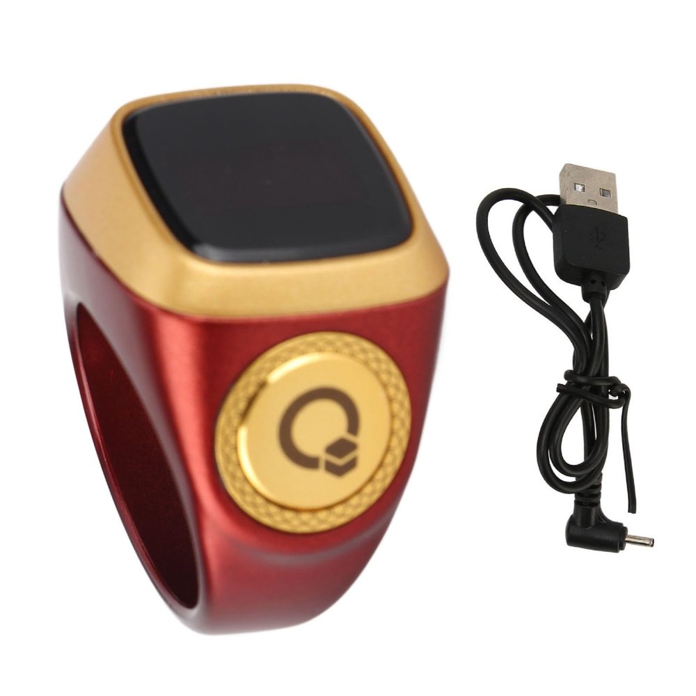 Finger Tally Counter, 20mm Rechargeable Tally Counter Ring BT5.1 Handheld Number Click Counter CNC Button Digital Finger Counter Support APP with 0.49in Screen (Brown)