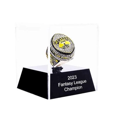 2023 Fantasy Football Championship Ring | Heavy FFL Champion Ring | Gold Silver Tone Plated Award Trophy for Fantasy Football League Winner (14, Ring and case Together)