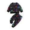 Kids Outfit Soft Cotton Warm Crewneck Long Sleeve Round Neck Tie Dye Set Clothes Set For Going Home (A, 9-12 Months) view 1