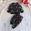 Kids Outfit Soft Cotton Warm Crewneck Long Sleeve Round Neck Tie Dye Set Clothes Set For Going Home (A, 9-12 Months) view 2