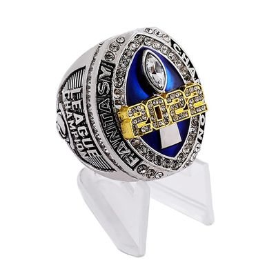 2022 Fantasy Football Championship Ring | Heavy FFL Champion Ring | Gold Silver Tone Plated Award Trophy for Fantasy Football League Winner (14, ring and stand together)