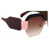 XLUMIO Sunglasses Women Cat Eye Rivet Purple Half Frame Glasses Shades,1,One size view 4