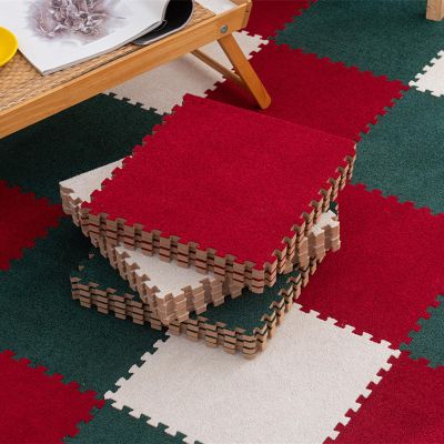 19.38sqft Plush Foam Interlocking Carpet Tiles 12x12x0.4in Square Foam Floor Tiles Mat Cuttable Easy to Clean Soft Climbing Play Ground Mats All Se(Size:20pcs,Color:Dark Green+red+Beige)