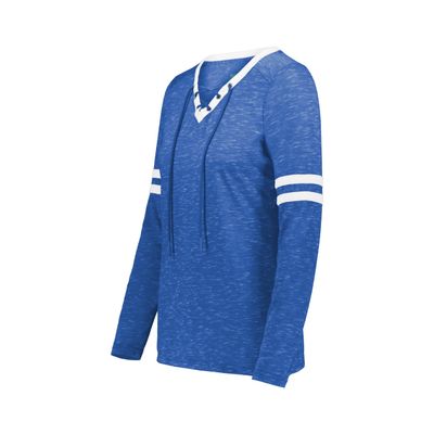 Holloway Ladies Monterey Long Sleeve Tee Royal Heather/White XL