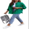 lovecarnation Womens Oversized Ripped Fringe Denim Jacket Casual Long Sleeve Boyfriend Jean Jacket Coat 58016 Green 2XL view 2