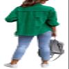 lovecarnation Womens Oversized Ripped Fringe Denim Jacket Casual Long Sleeve Boyfriend Jean Jacket Coat 58016 Green 2XL view 3