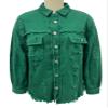 lovecarnation Womens Oversized Ripped Fringe Denim Jacket Casual Long Sleeve Boyfriend Jean Jacket Coat 58016 Green 2XL view 4