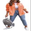 lovecarnation Womens Oversized Ripped Fringe Denim Jacket Casual Long Sleeve Boyfriend Jean Jacket Coat 58016 Orange S view 1