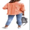 lovecarnation Womens Oversized Ripped Fringe Denim Jacket Casual Long Sleeve Boyfriend Jean Jacket Coat 58016 Orange S view 2