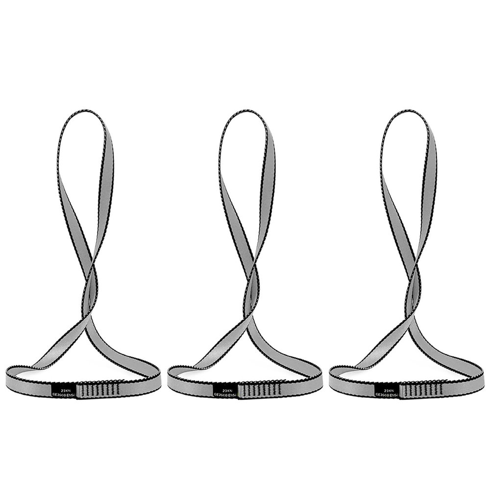 AINIKEY 18MM Nylon Climbing Sling Runner 23KN CE2008/EN566 Rock Climbing Webbing Straps for Outdoor Climbing, Rappelling, Swing, Yoga Hammock etcGrey | 120cm / 48inch | Pack of 3