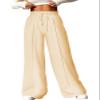 Aleumdr Womens Fashion Wide Leg Lounge Pajamas Pants Yoga Sweatpants Drawstring Workout Joggers Pants with Pockets Khaki Medium view 1